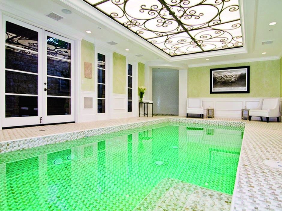 Ornate indoor pool room