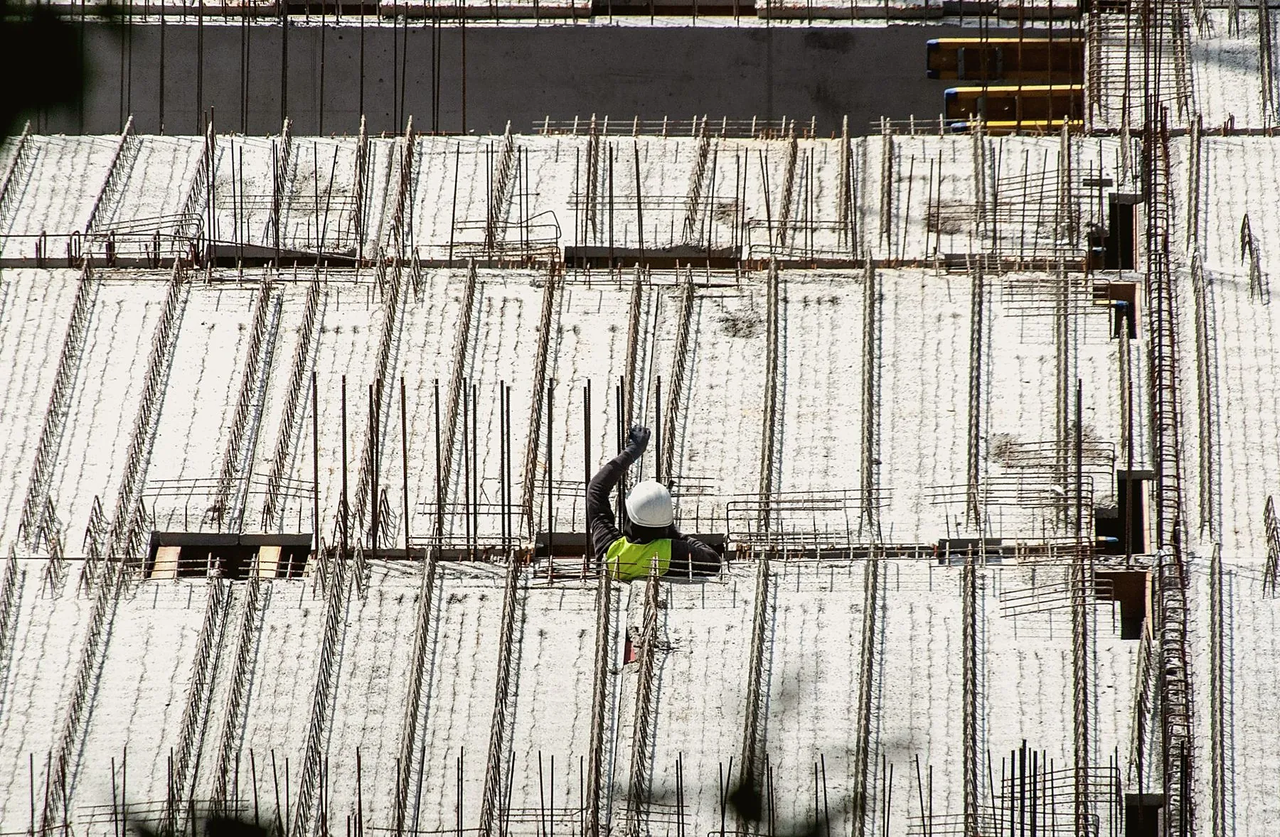 Aerial of a reinforced concrete deck under construction